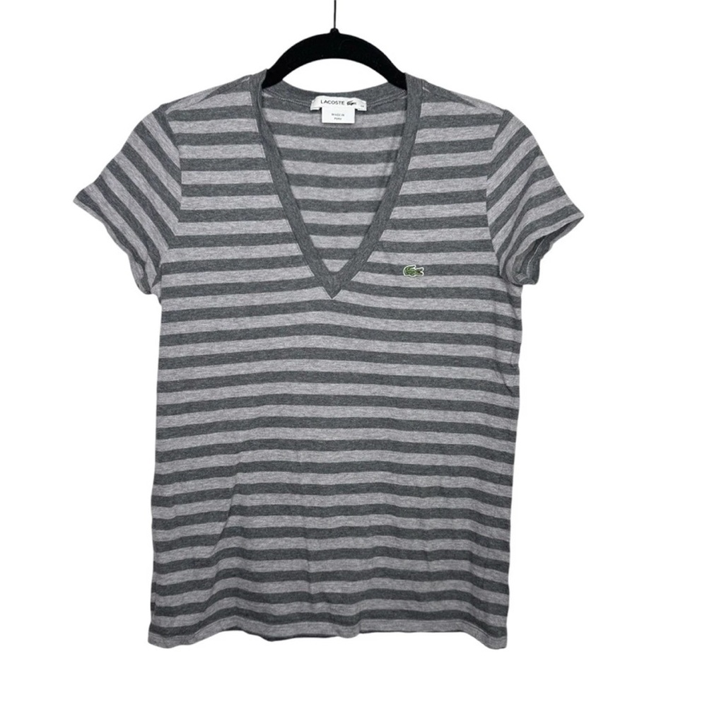 Lacoste V neck stripe classic tee Tshirt 36/S